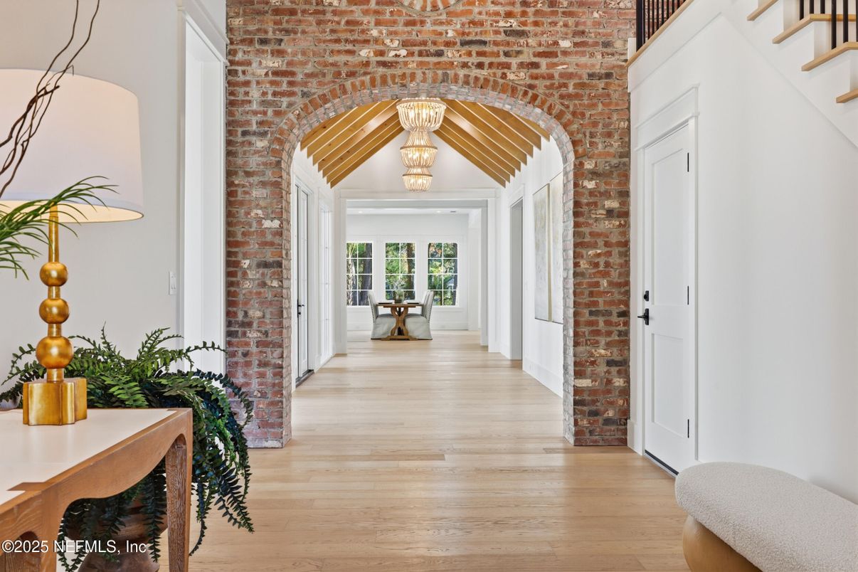 Chandelier, Interior, Stone Walls, Wood Texture Flooring