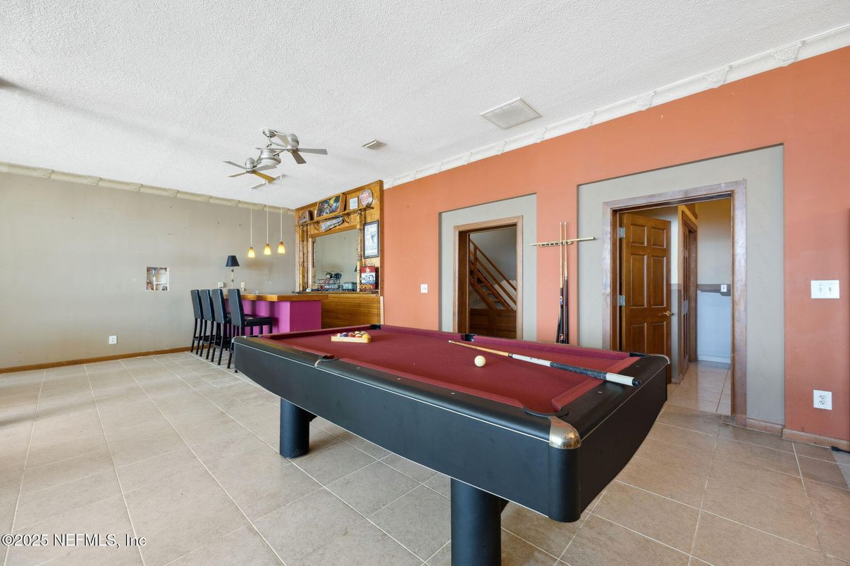 Billiard Table, Game Room, Interior, Pendant Lights