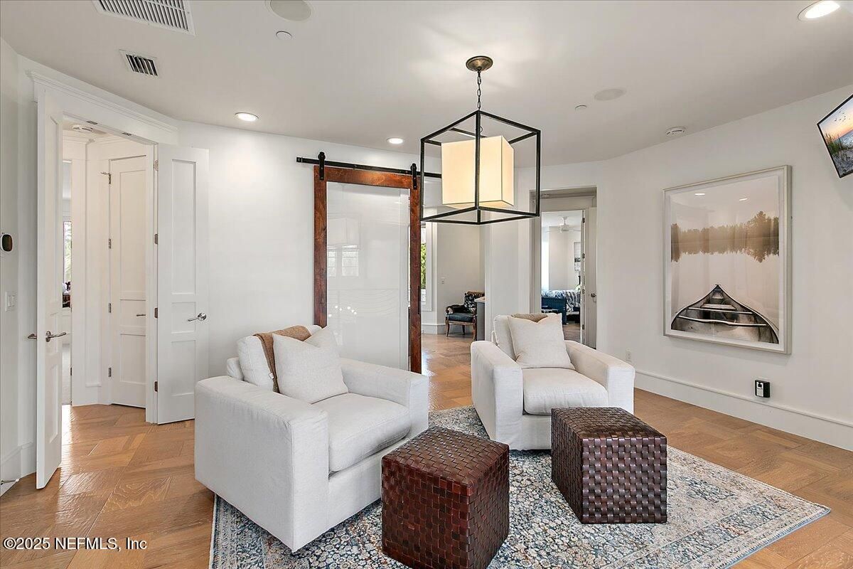 Interior, Living room, Pendant Lights, Recessed Lighting, Wood Texture Flooring