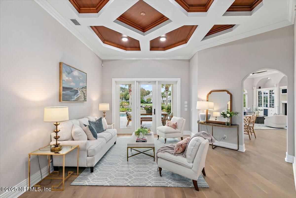 Interior, Living room, Recessed Lighting, Wooden Ceilings, Wood Texture Flooring