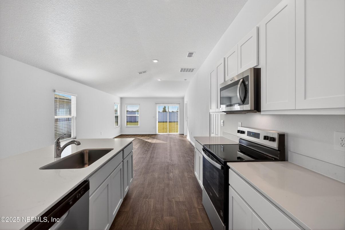 Interior, Kitchen, Recessed Lighting, Wood Texture Flooring