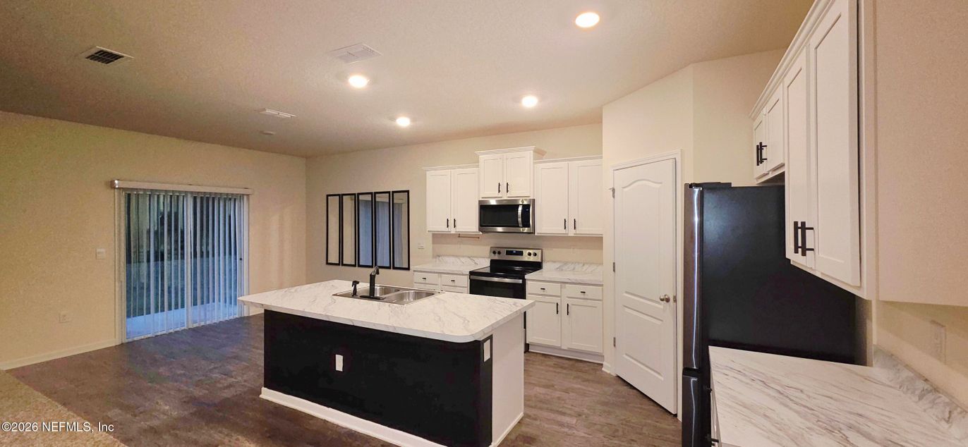 Interior, Kitchen, Recessed Lighting, Wood Texture Flooring