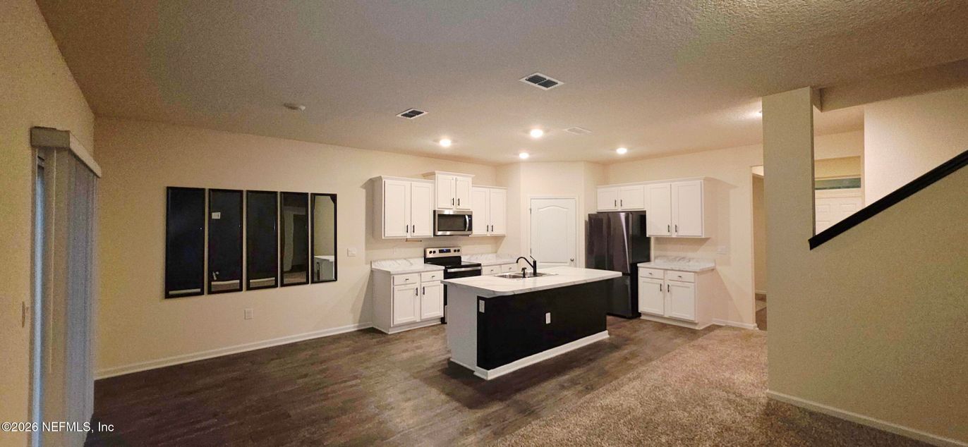 Interior, Kitchen, Recessed Lighting, Wood Texture Flooring