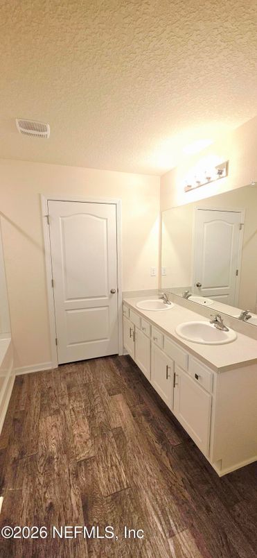Bathroom, Dual Sink Vanities, Interior, Wood Texture Flooring