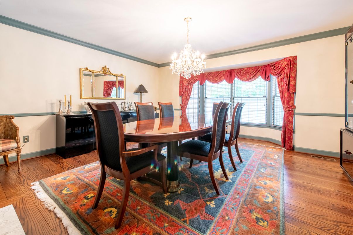 Chandelier, Dining room, Interior, Wood Texture Flooring