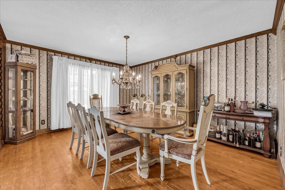 Chandelier, Dining room, Interior, Wood Texture Flooring