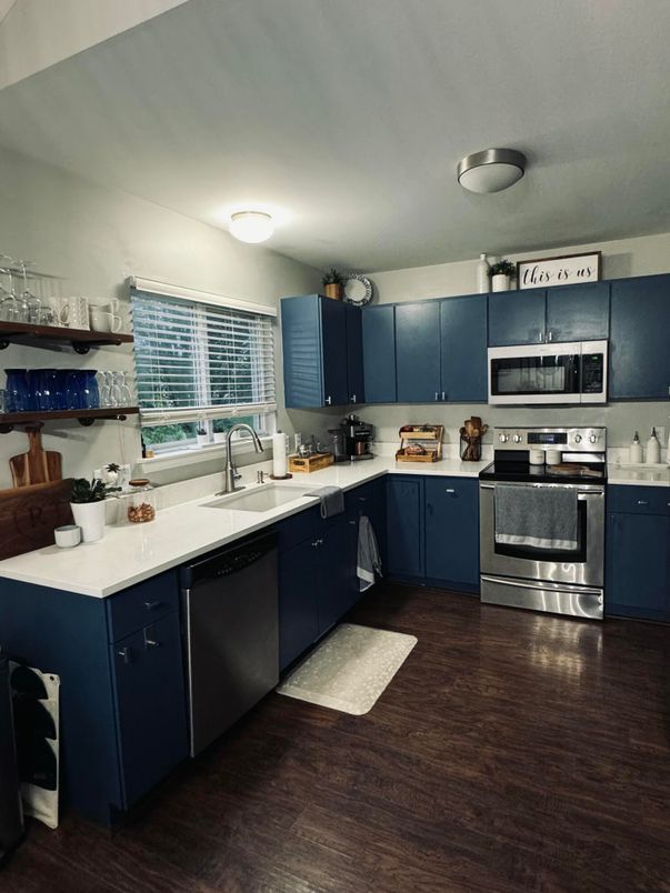 Interior, Kitchen, Stainless Steel Appliances, Wood Texture Flooring