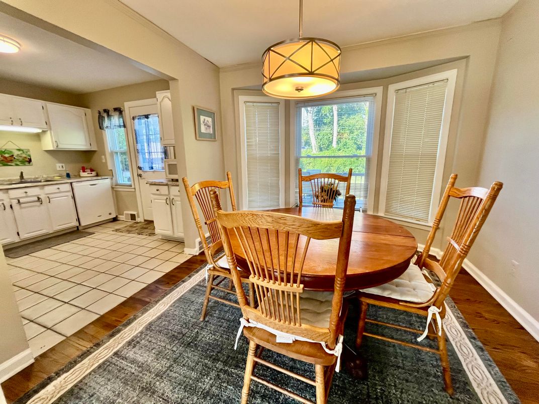 Dining room, Interior, Kitchen, Pendant Lights, Wood Texture Flooring