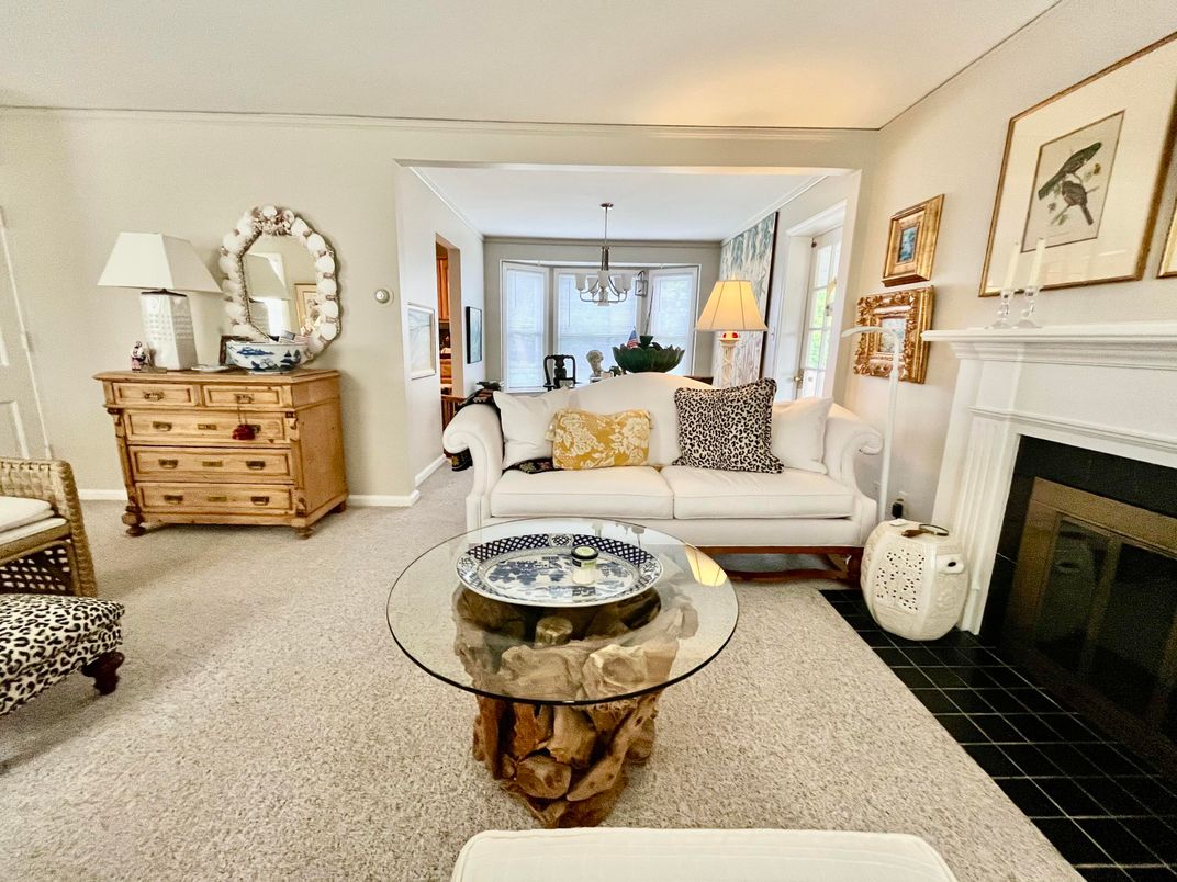 Dining room, Fireplace, Interior, Living room, Pendant Lights
