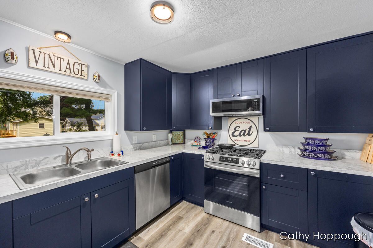 Interior, Kitchen, Stainless Steel Appliances, Wood Texture Flooring