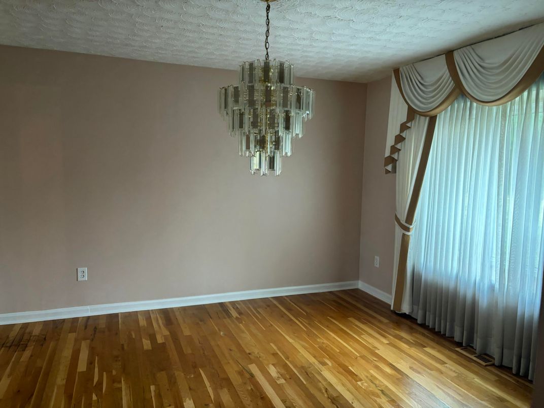Chandelier, Empty room, Interior, Wood Texture Flooring