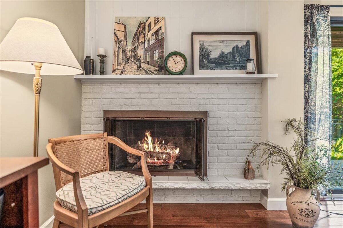 Fireplace, Interior, Stone Walls, Wood Texture Flooring