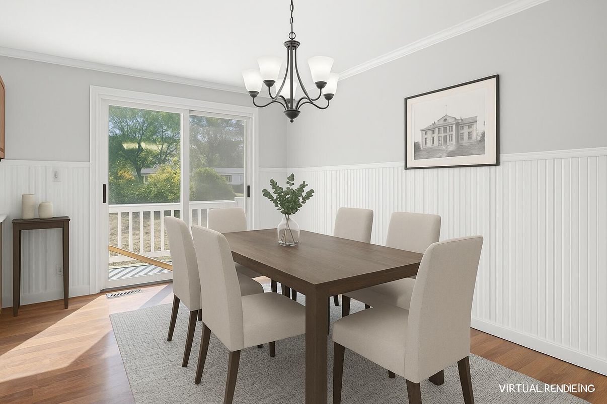 Chandelier, Dining room, Interior, Wood Texture Flooring
