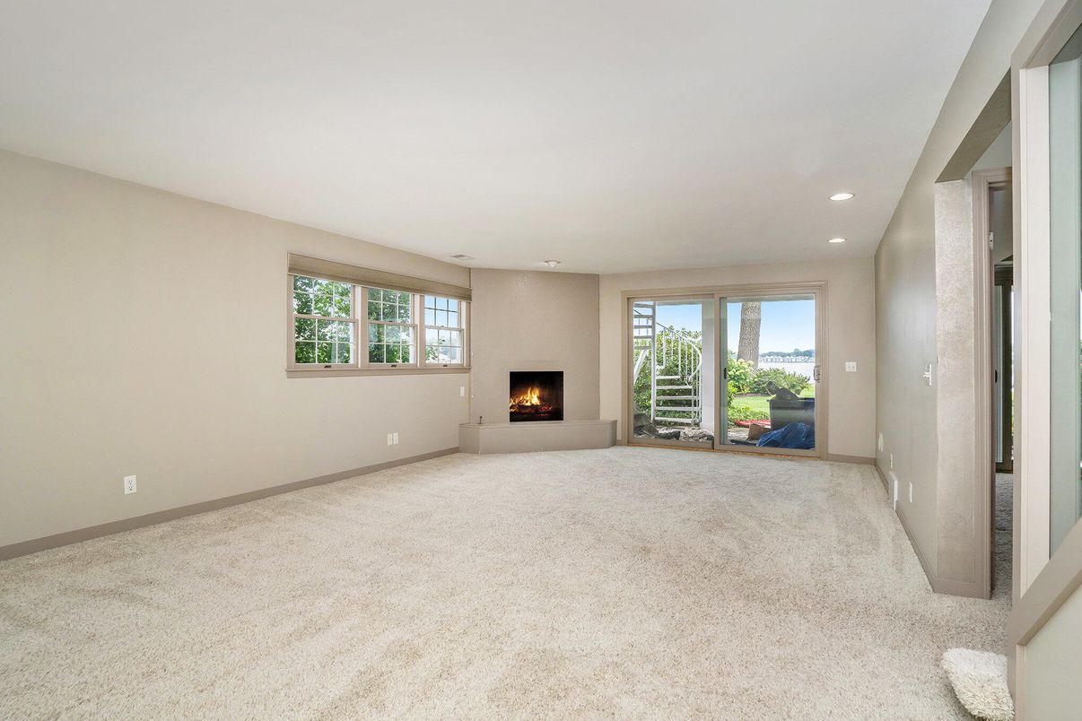 Empty room, Fireplace, Interior, Recessed Lighting