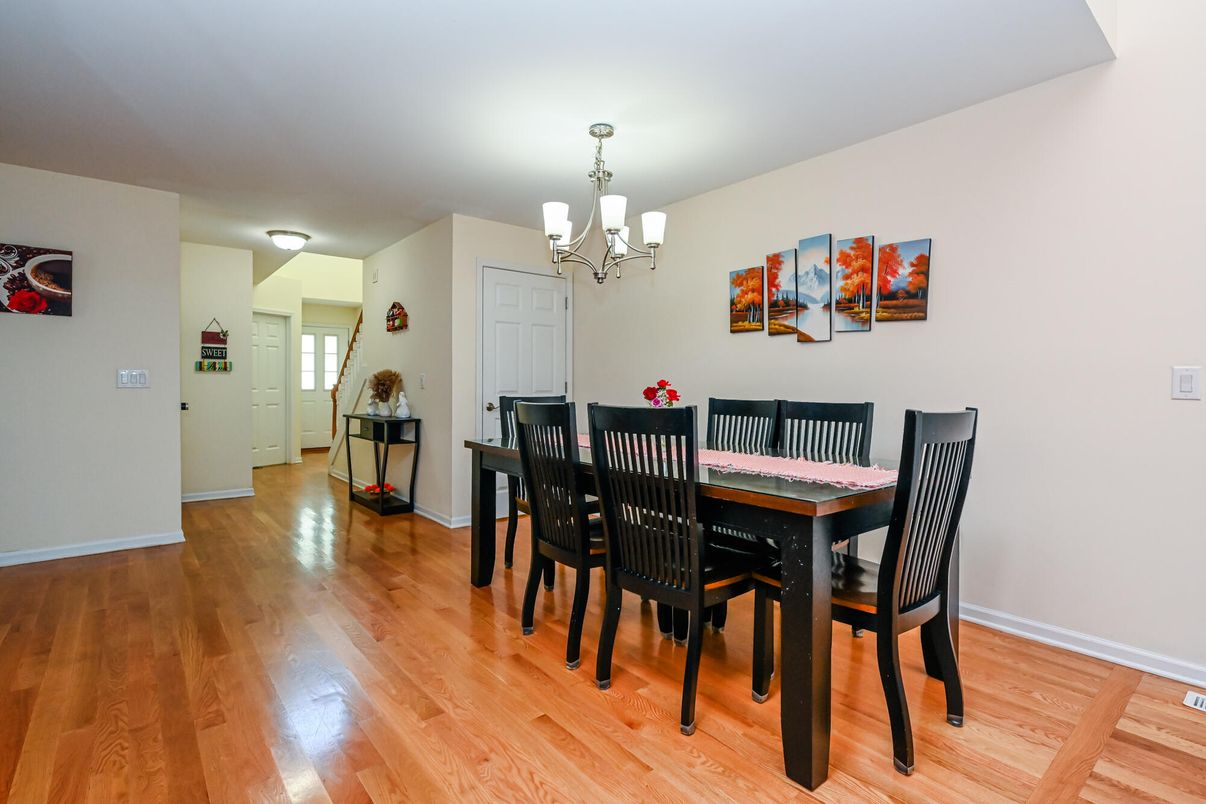 Chandelier, Dining room, Interior, Wood Texture Flooring