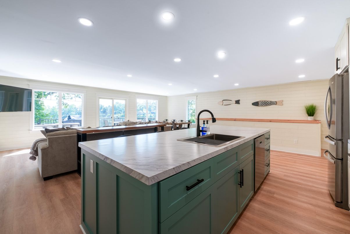 Interior, Kitchen, Recessed Lighting, Wood Texture Flooring