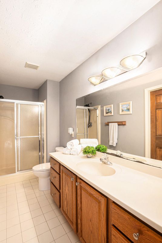 Bathroom, Dual Sink Vanities, Glass Shower, Interior