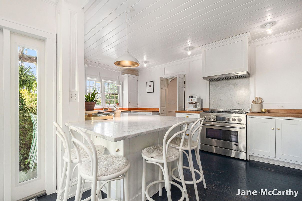 Interior, Kitchen, Pendant Lights, Stainless Steel Appliances, Wood Texture Flooring