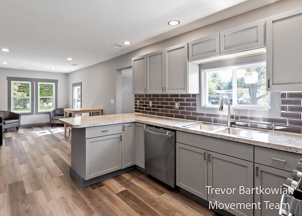 Interior, Kitchen, Recessed Lighting, Wood Texture Flooring