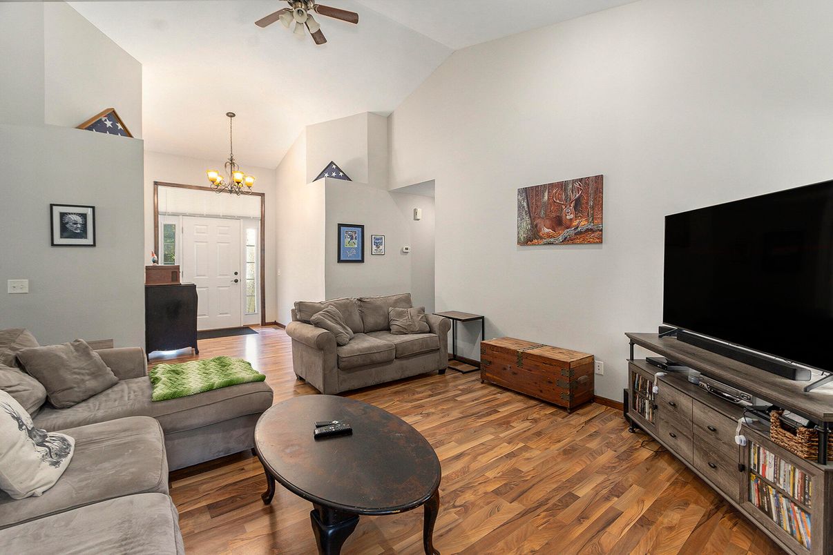 Chandelier, Interior, Living room, Wood Texture Flooring