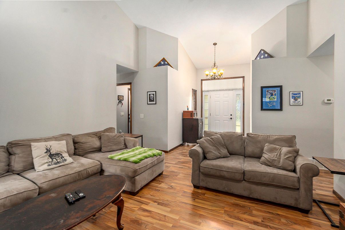 Chandelier, Interior, Living room, Wood Texture Flooring