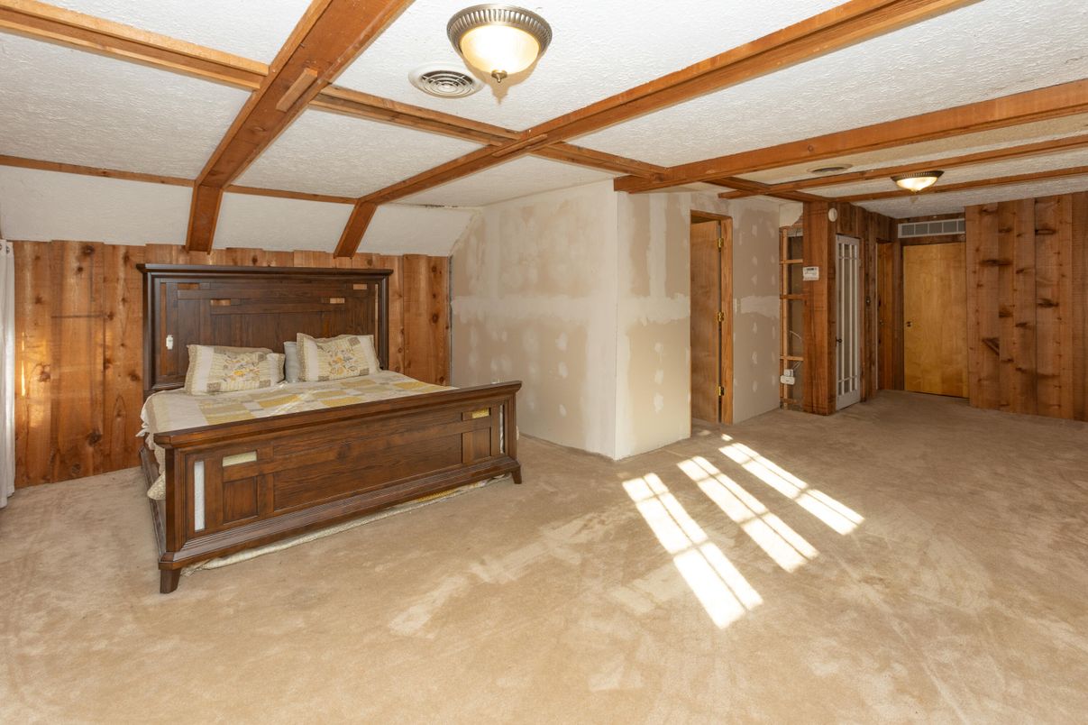 Bedroom, Interior, Wooden Beams, Wooden Walls