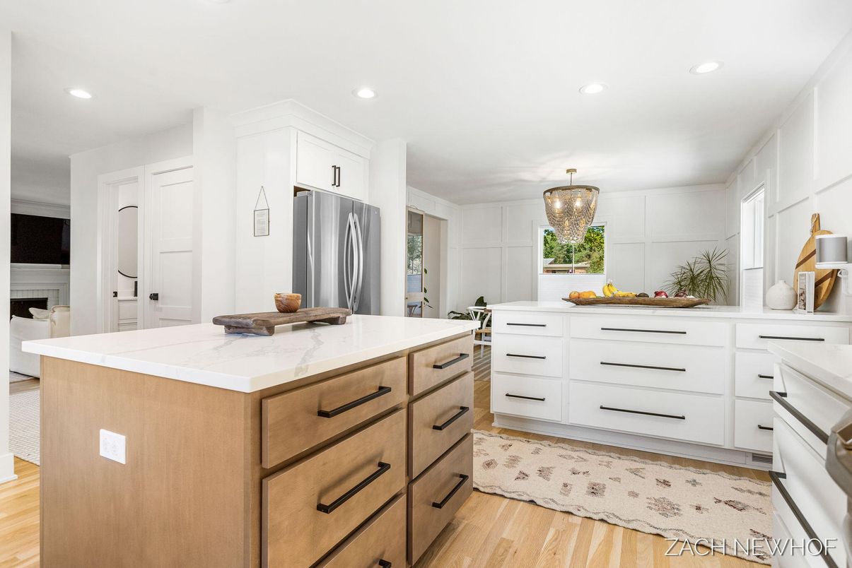 Interior, Kitchen, Recessed Lighting, Wood Texture Flooring