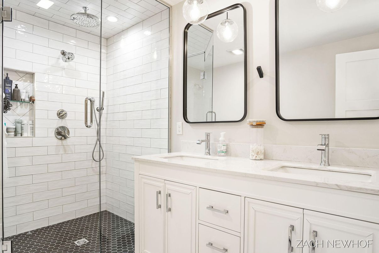Bathroom, Dual Sink Vanities, Glass Shower, Interior, Recessed Lighting