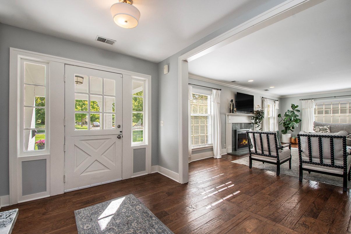 Fireplace, Interior, Recessed Lighting, Wood Texture Flooring