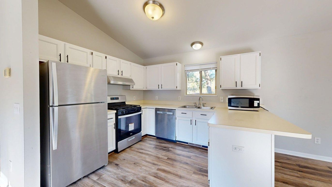 Interior, Kitchen, Stainless Steel Appliances, Wood Texture Flooring