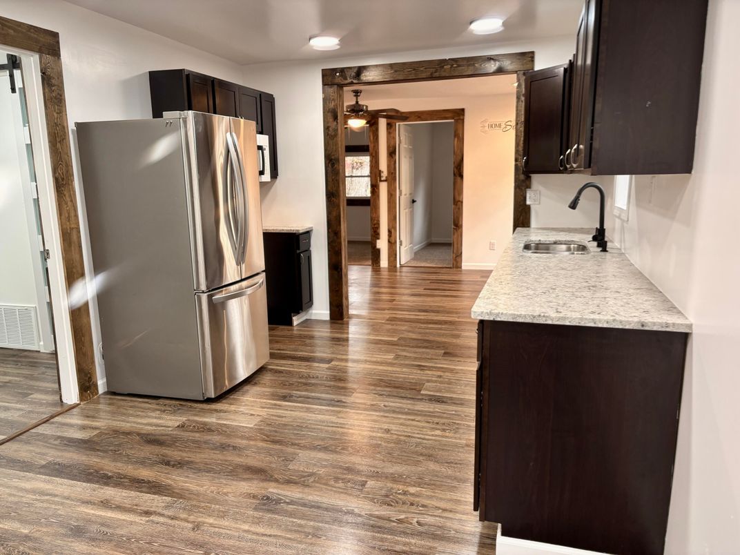 Interior, Kitchen, Recessed Lighting, Wood Texture Flooring