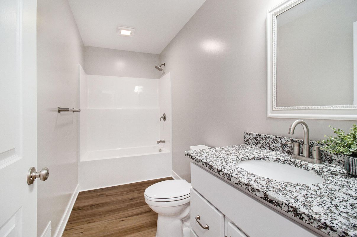 Bathroom, Interior, Recessed Lighting, Wood Texture Flooring