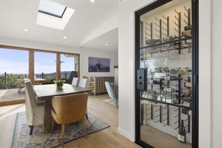 Dining room, Glass Ceilings, Interior, Recessed Lighting, Wood Texture Flooring