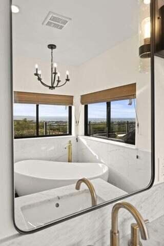 Bathroom, Chandelier, Interior, Recessed Lighting
