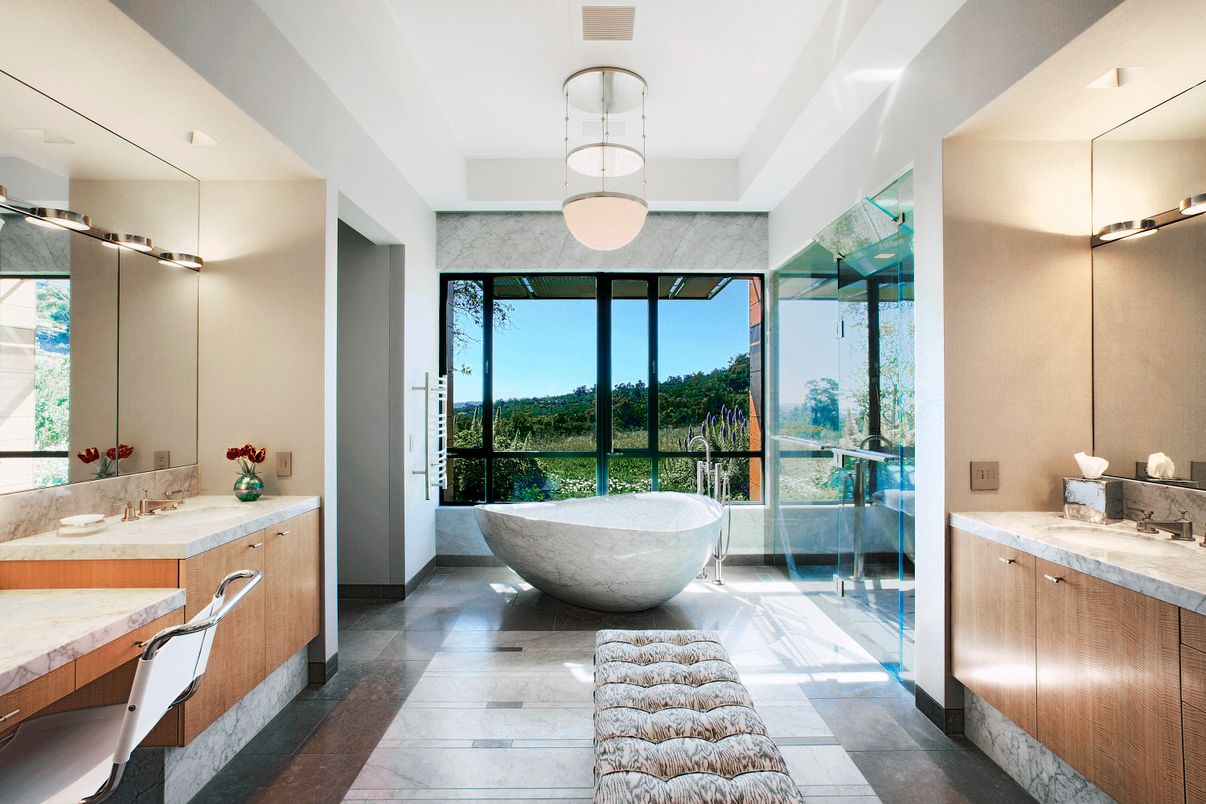 Bathroom, Dual Sink Vanities, Free Standing Baths, Interior