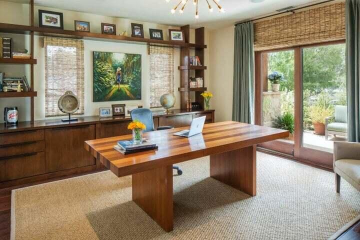 Home Office, Interior, Recessed Lighting, Wood Texture Flooring