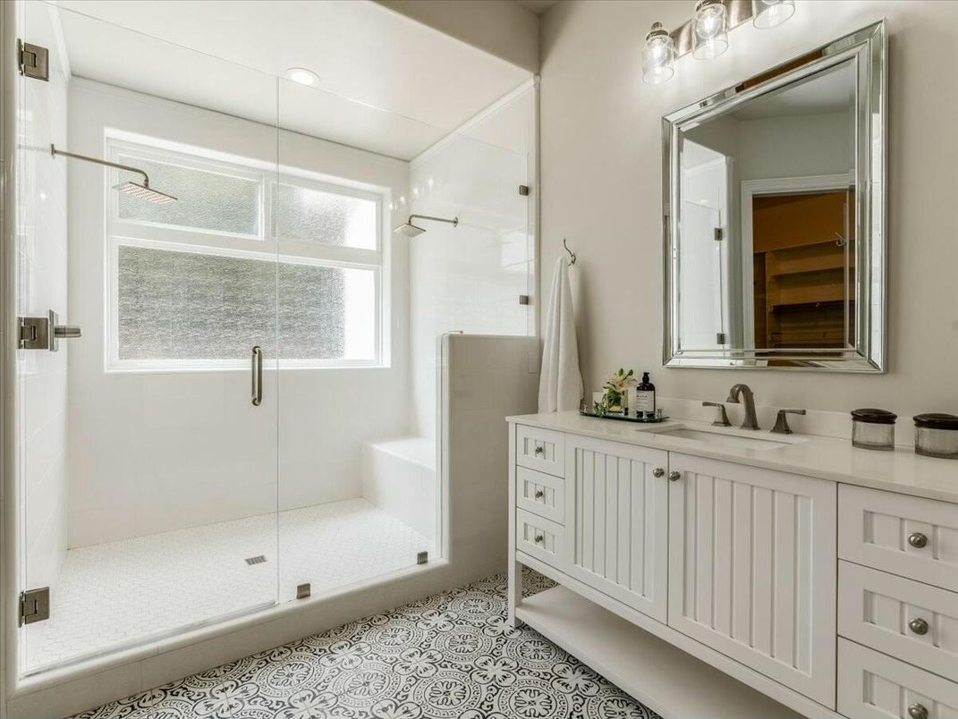 Bathroom, Glass Shower, Interior, Recessed Lighting