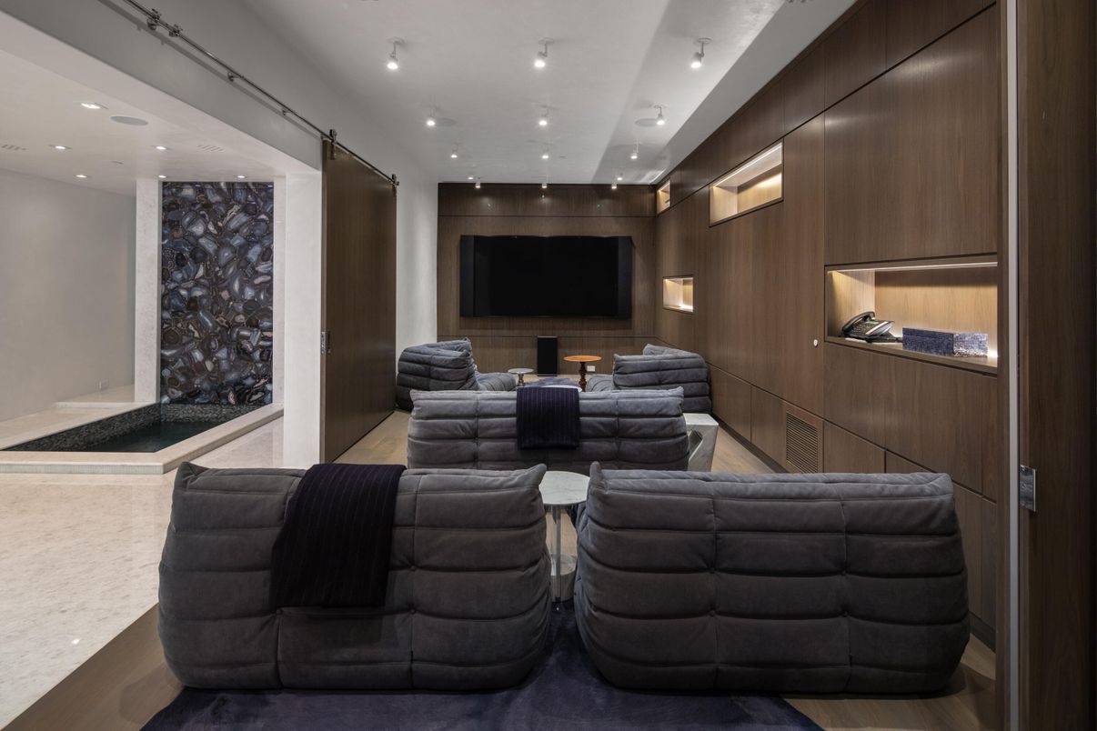 Home Theatre Room, Interior, Recessed Lighting, Theatre Room, Wooden Walls