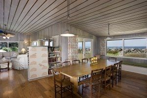 Dining room, Interior, Living room, Pendant Lights, Water, Wood Texture Flooring