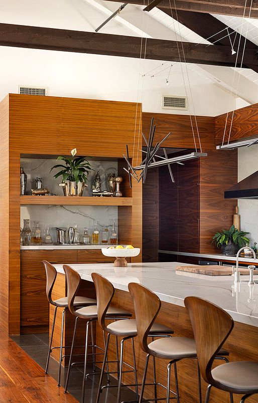 Interior, Kitchen, Wood Texture Flooring, Wooden Walls