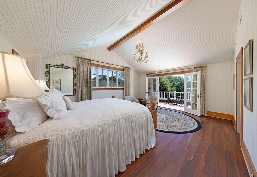 Bedroom, Chandelier, Interior, Wooden Beams, Wood Texture Flooring