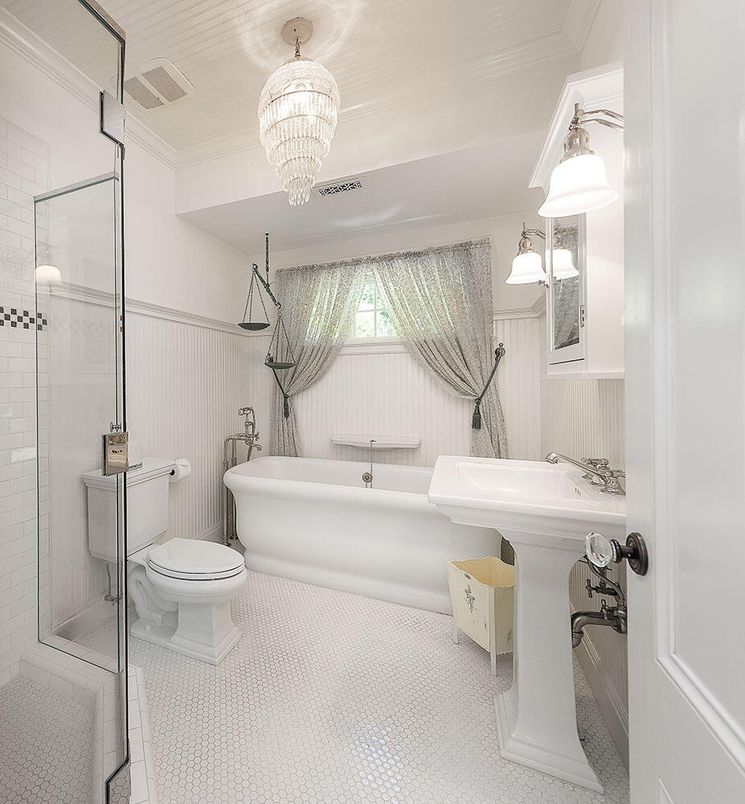 Bathroom, Chandelier, Glass Shower, Interior