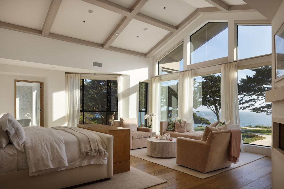 Bedroom, Interior, Recessed Lighting, Water, Wood Texture Flooring