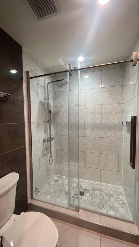 Bathroom, Glass Shower, Interior, Recessed Lighting