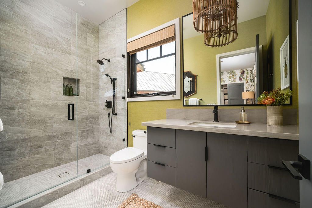 Bathroom, Glass Shower, Interior, Recessed Lighting