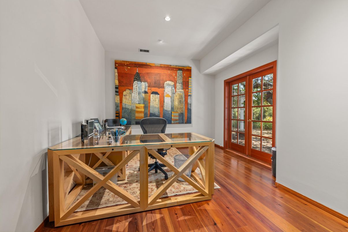 Home Office, Interior, Recessed Lighting, Wood Texture Flooring