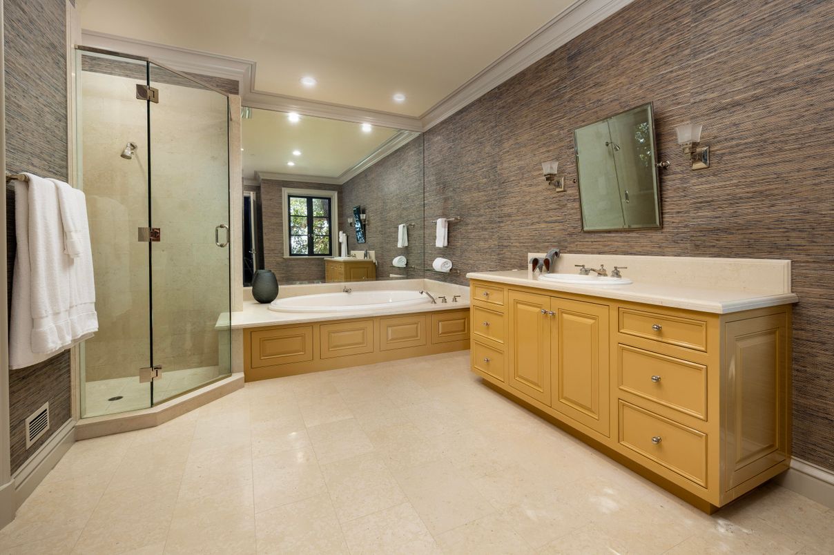 Bathroom, Dual Sink Vanities, Glass Shower, Interior, Recessed Lighting