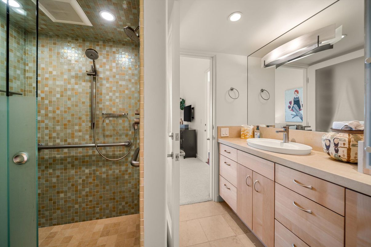 Bathroom, Dual Sink Vanities, Glass Shower, Interior, Recessed Lighting