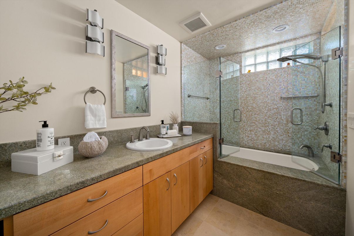 Bathroom, Dual Sink Vanities, Glass Shower, Interior, Recessed Lighting