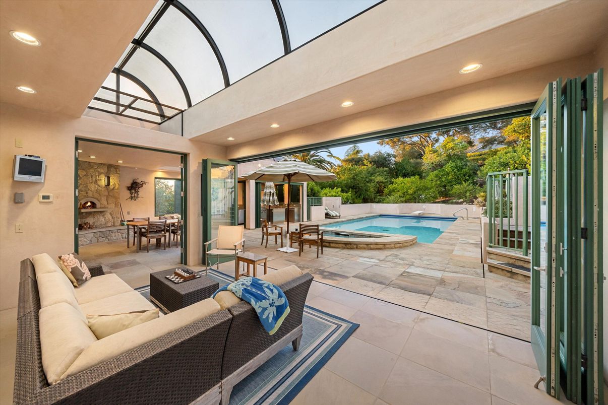 Dining room, Glass Ceilings, Interior, Living room, Pool, Recessed Lighting, Sun Room